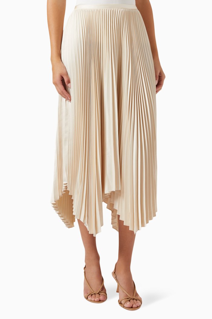 

Pleated A-line Skirt in Chiffon, Neutral