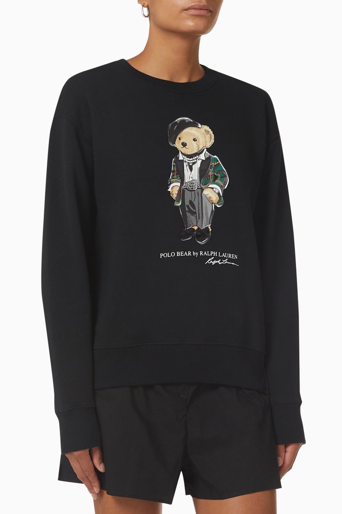 

Plaid Tuxedo Polo Bear Sweatshirt in Cotton-blend, Black