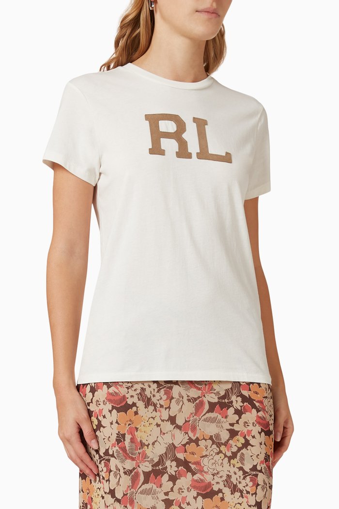 RL Logo T-shirt in Cotton, Neutral