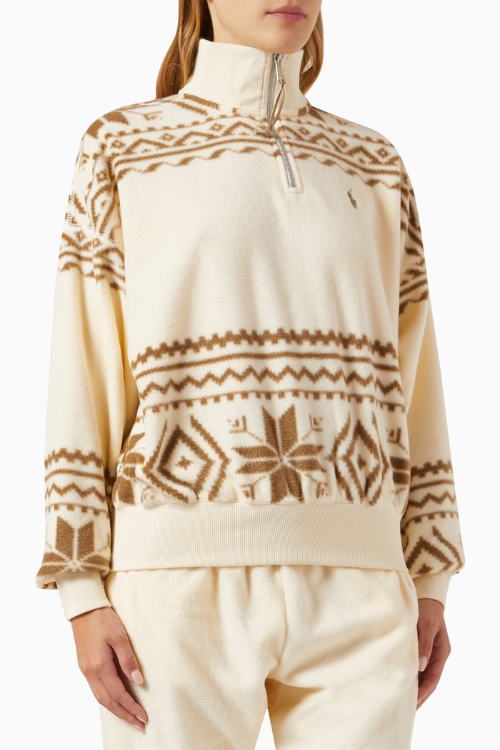 

Fair Isle Print Sweatshirt in Polyester, Neutral
