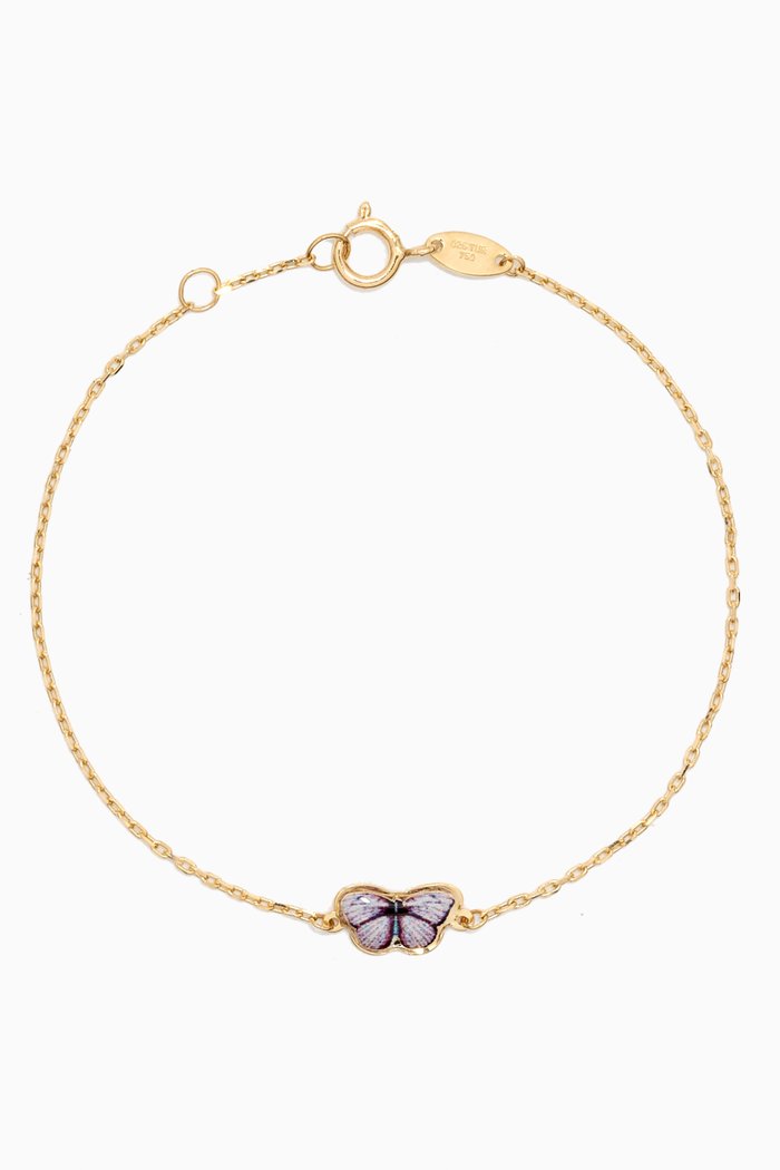 

Lydia Tiny Butterfly Enamel Bracelet in 18kt Yellow Gold