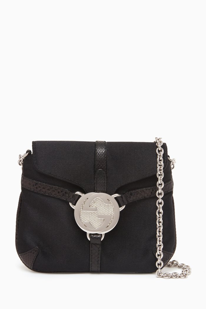 

Monogram Chain Shoulder Bag in Nylon, Black