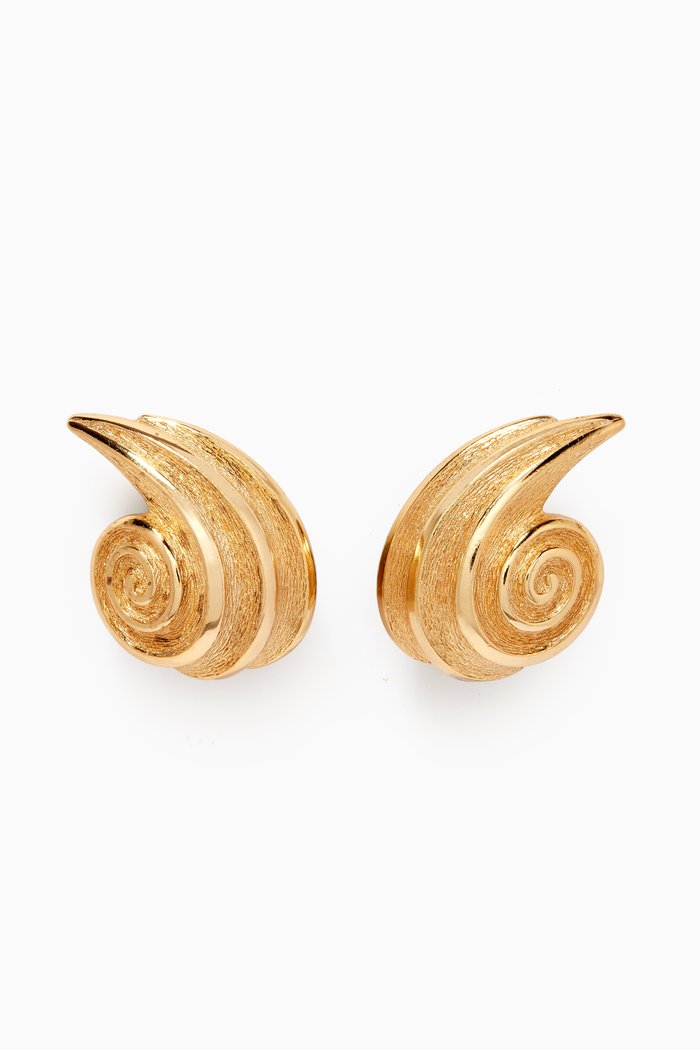 

Shell Clip-on Earrings in Metal, Brown