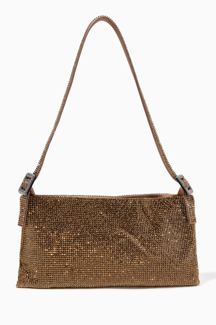 

La Grande Your Best Friend Shoulder Bag in Crystal Mesh Rhinestones, Gold