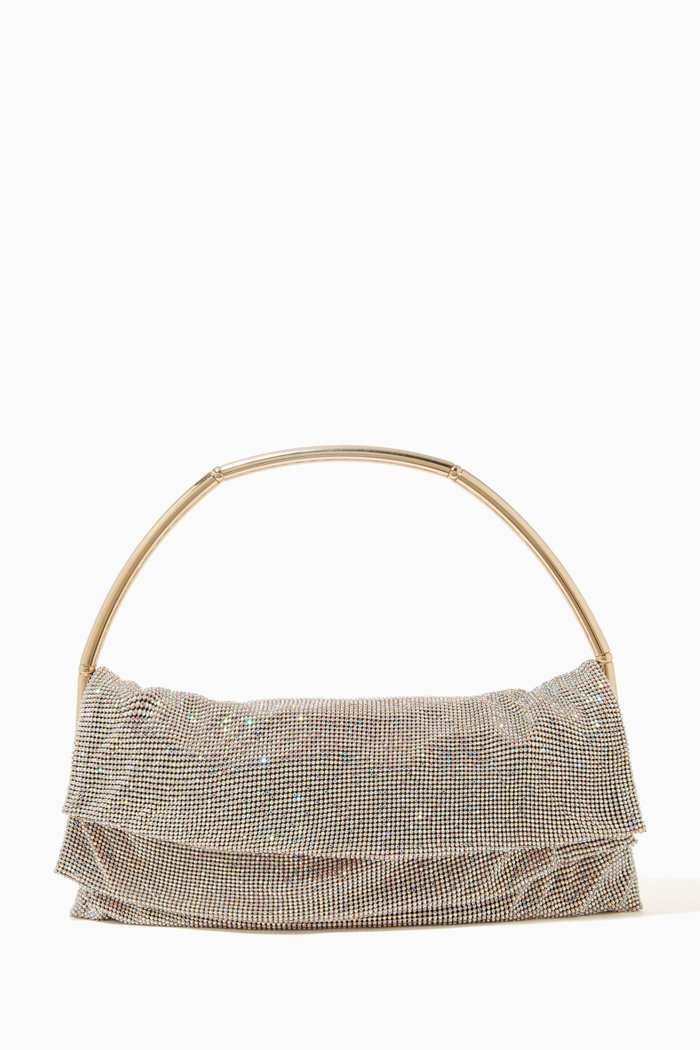 La Petite Shoulder Bag in Crystal Mesh Rhinestones, Gold