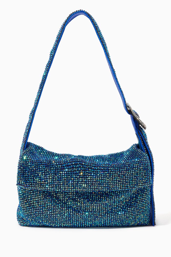 Vitty La Mignon Shoulder Bag in Crystal Mesh Rhinestones, Blue