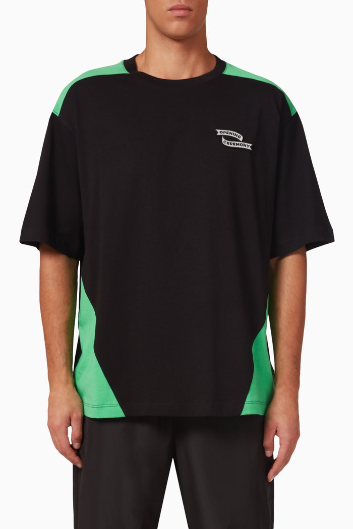 

Logo Flag Colour-block T-shirt in Cotton-jersey, Black
