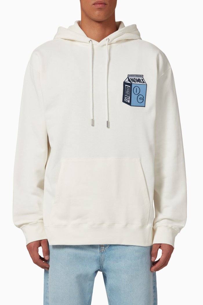 

Milk Patch Hoodie in Cotton, White
