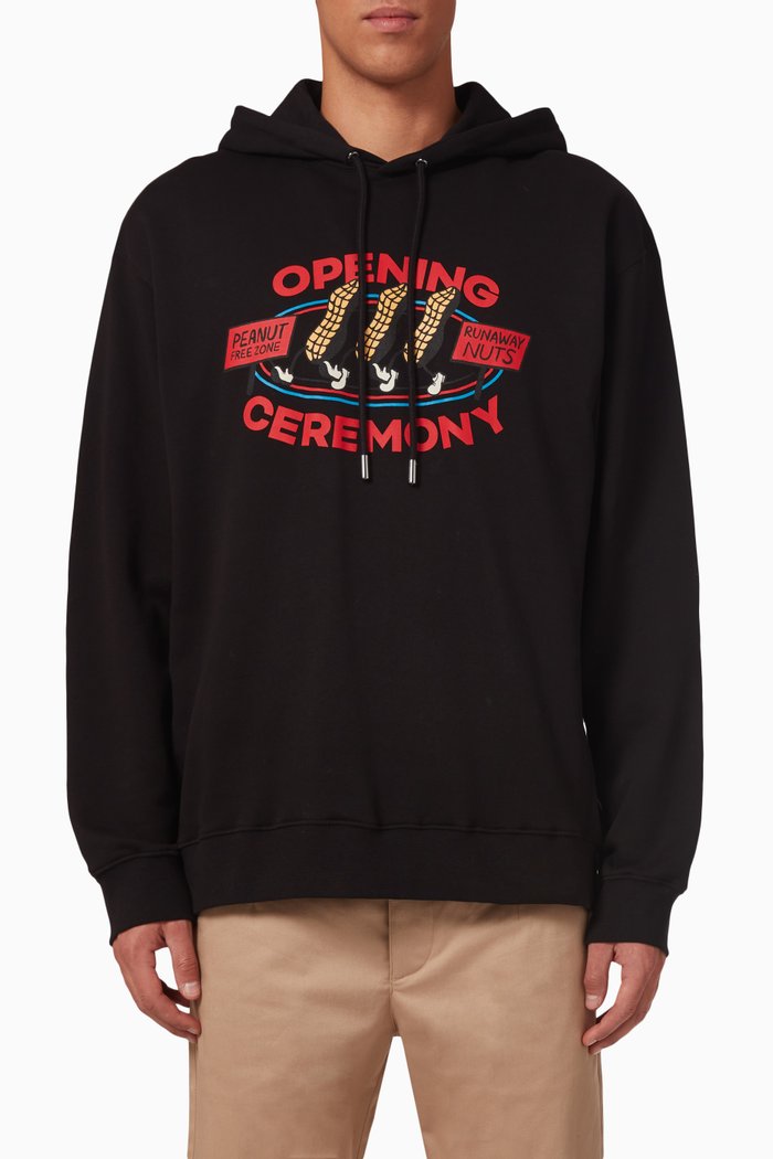 Peanuts Hoodie in Cotton, Black