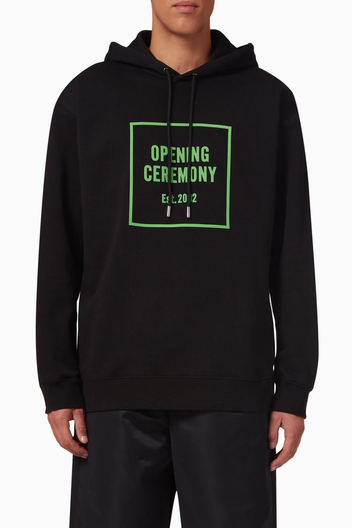 

3D Box Logo Hoodie in Cotton, Black