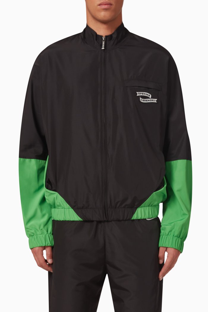 

Logo Flag Colour-block Windbreaker, Black