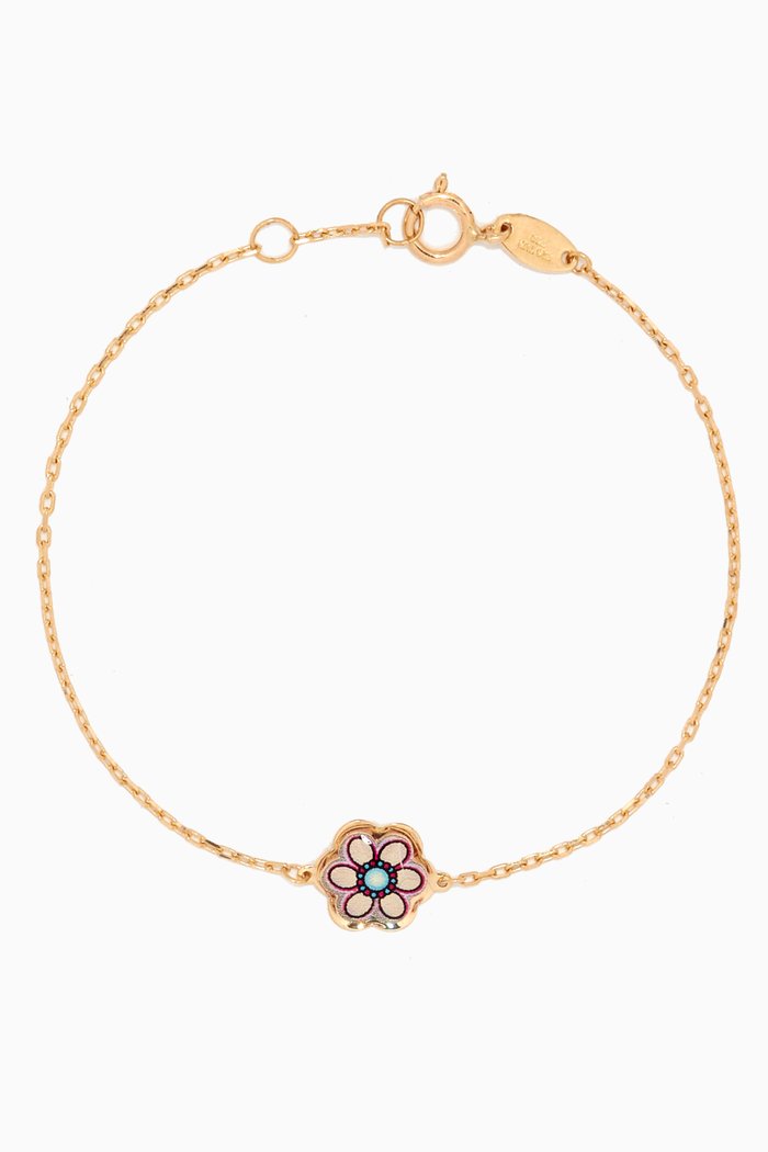 

Lydia Tiny Flower Enamel Bracelet in 18kt Yellow Gold