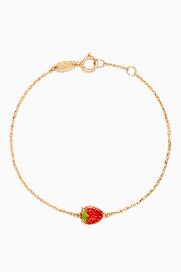 

Lydia Strawberry Enamel Bracelet in 18kt Yellow Gold