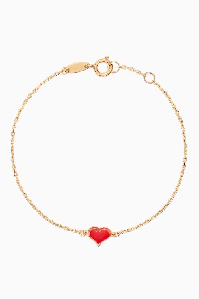 Lydia Heart Enamel Bracelet in 18kt Yellow Gold