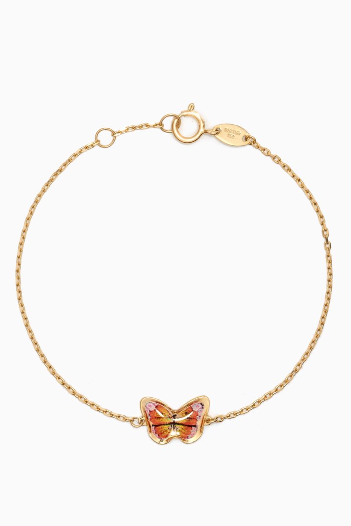 

Lydia Butterfly Enamel Bracelet in 18kt Gold, Yellow
