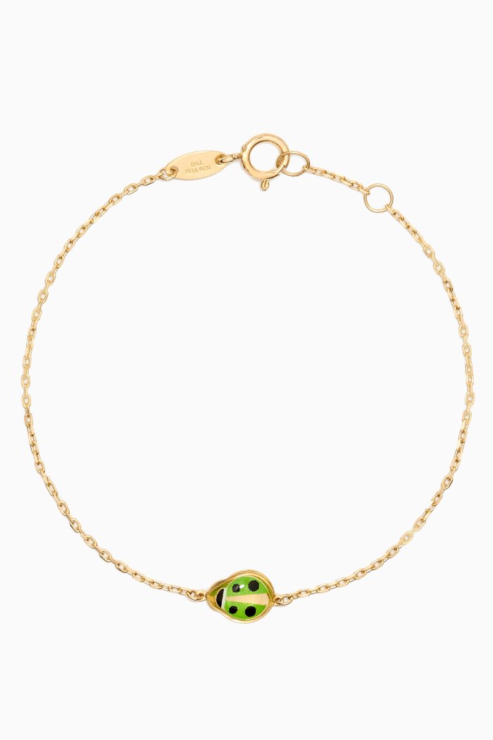 

Lydia Tiny Bug Enamel Bracelet in 18kt Yellow Gold