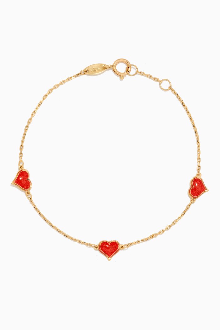 

Lydia Hearts Enamel Bracelet in 18kt Yellow Gold