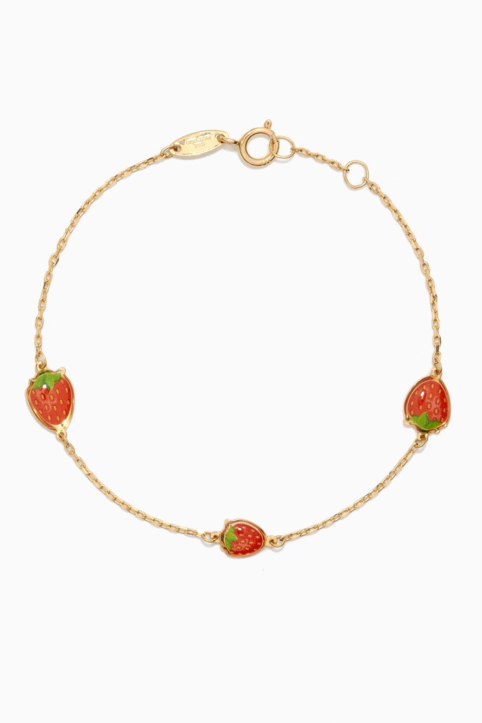 

Lydia Strawberries Enamel Bracelet in 18kt Yellow Gold