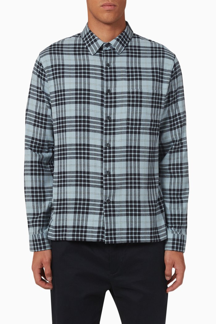 

Calabasas Plaid Shirt in Cotton, Blue