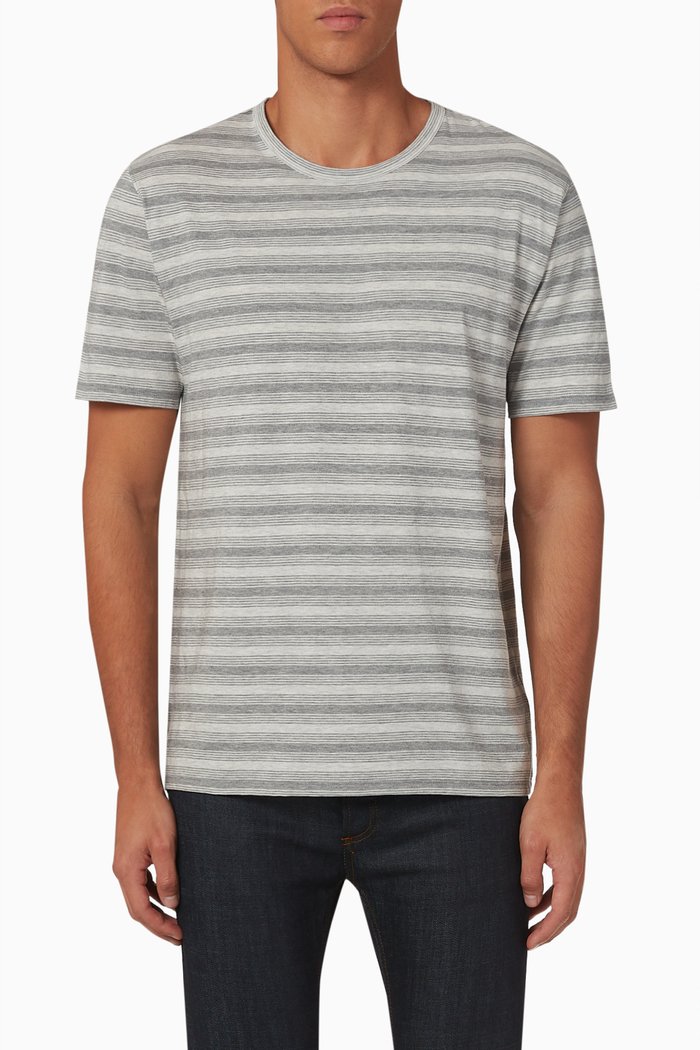

Striped T-shirt in Pima Cotton, Grey