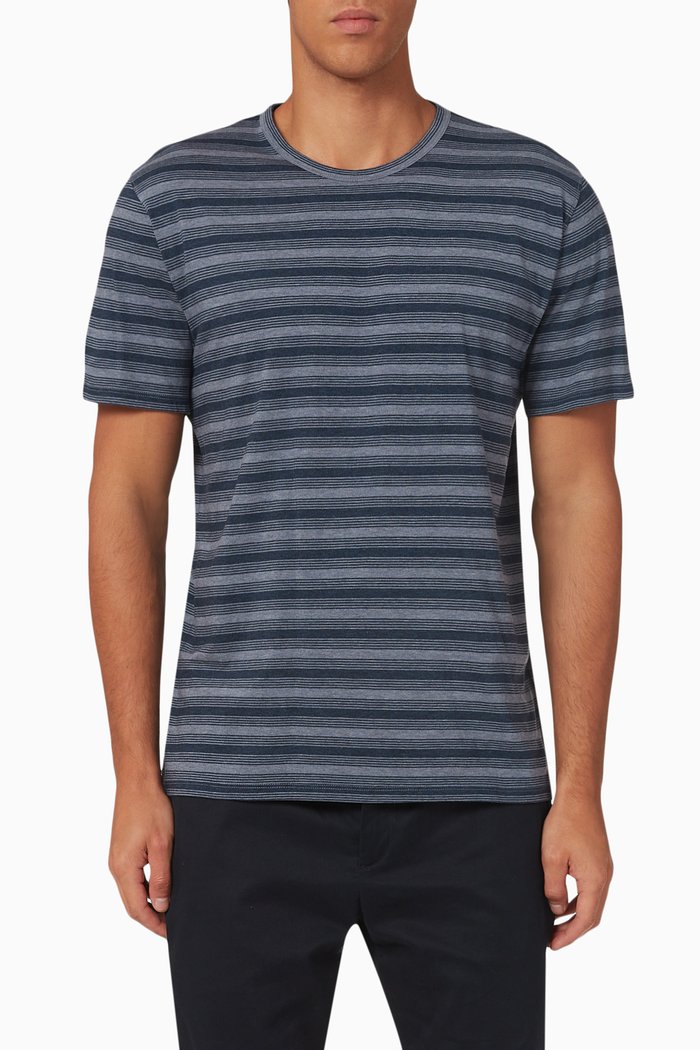 Striped T-shirt in Pima Cotton, Blue