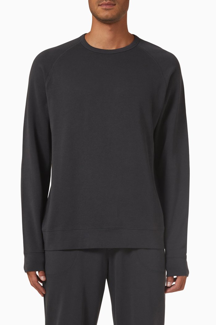 

Raglan Sleeves Sweatshirt in French-terry Cotton, Black