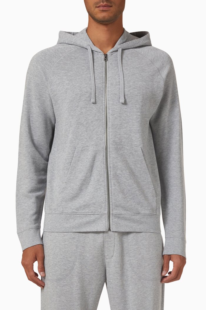 

Zip Hoodie in French-terry Cotton, Grey