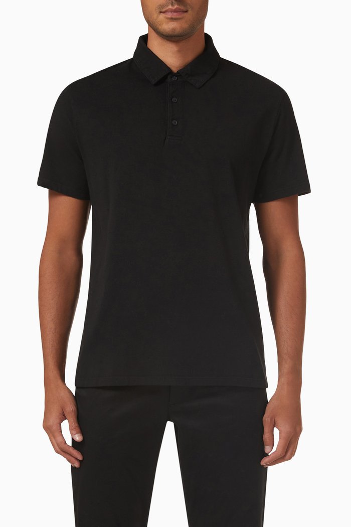 

Garment-dye Polo Shirt in Cotton, Black
