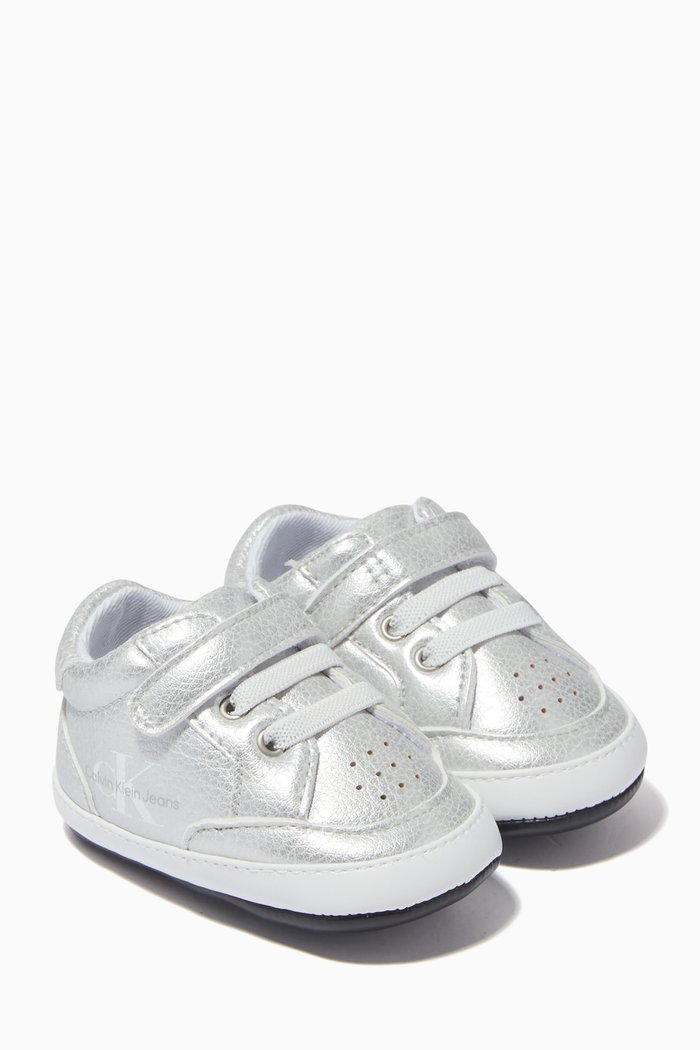 

Metallic Sneakers in Synthetic Leather, Silver