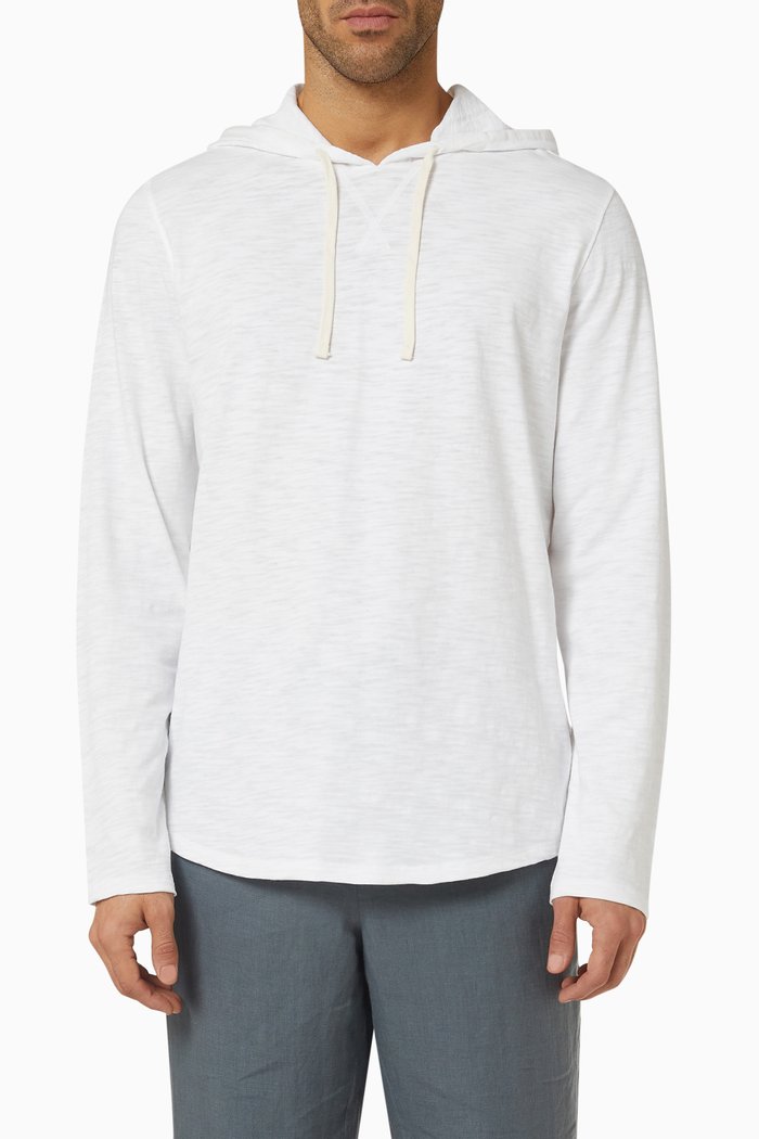 

Slub Popover Hoodie in Cotton Jersey, White