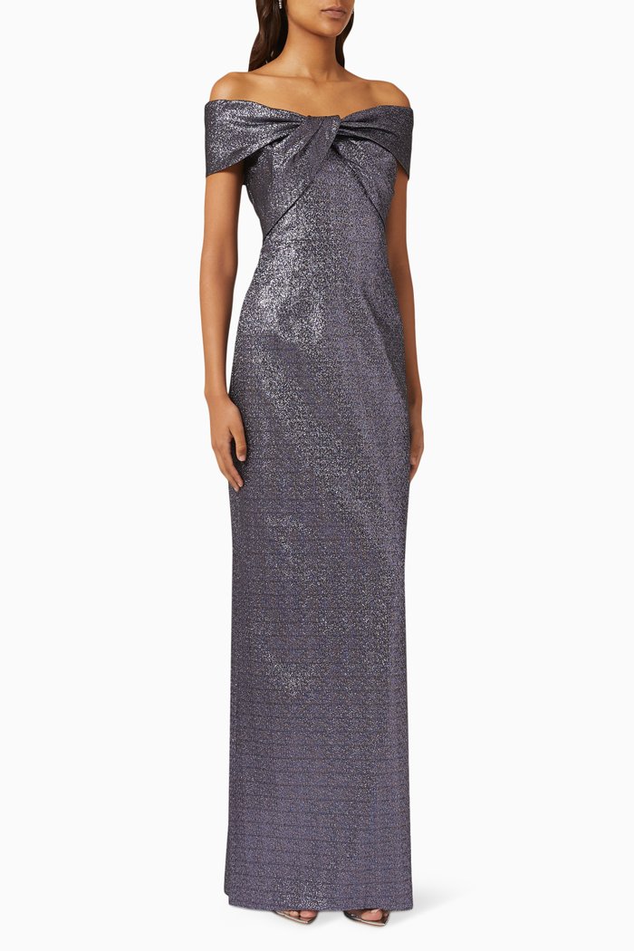 

Off-shoulder Twist-front Gown, Purple