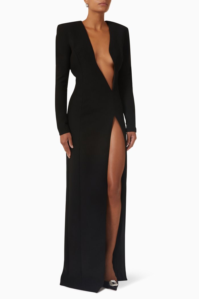 

Asymmetrical Cut-out Gown, Black
