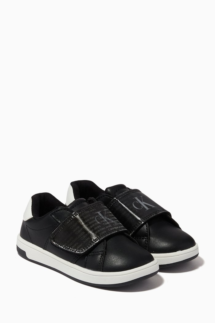 

Velcro Sneakers in Faux Leather, Black