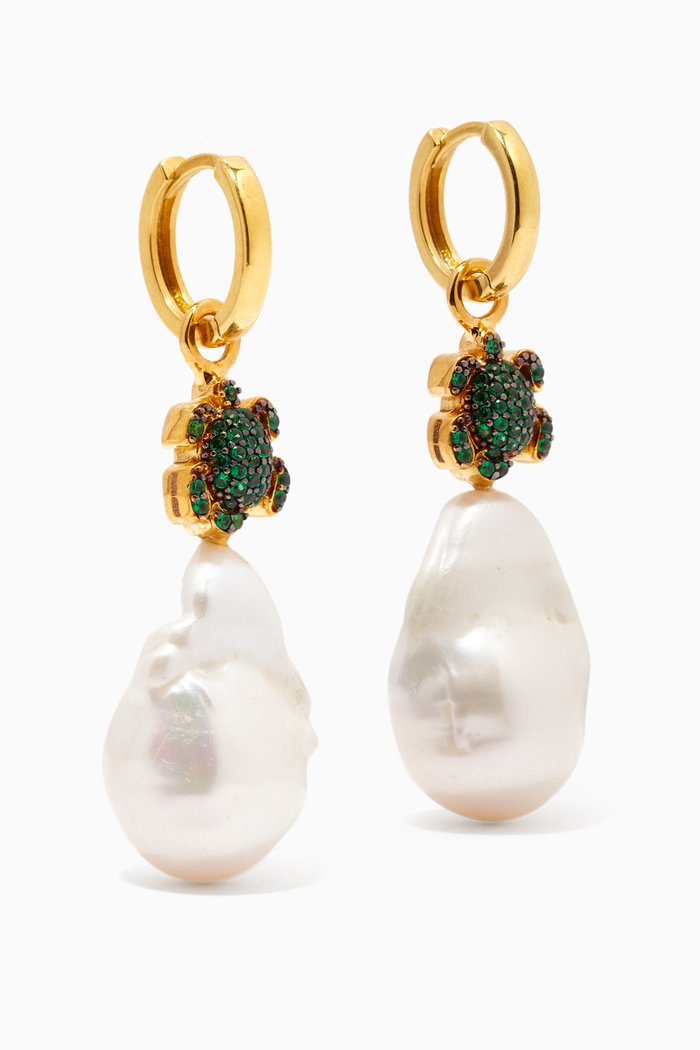 

Mini Turtle Baroque Earrings in 24kt Gold-plated Bronze, Yellow