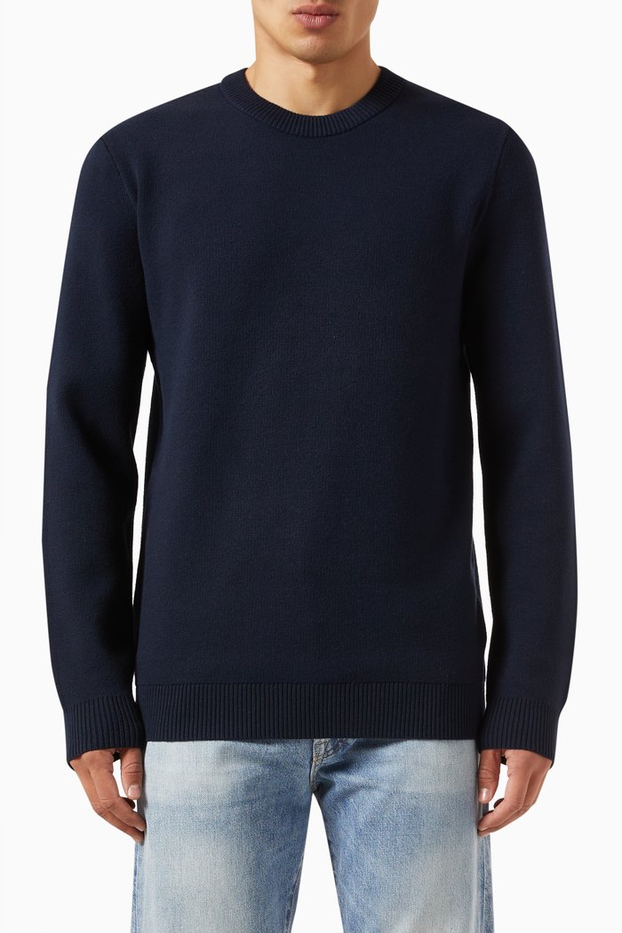 

Crew Neck Sweater in Knitted Viscose, Blue