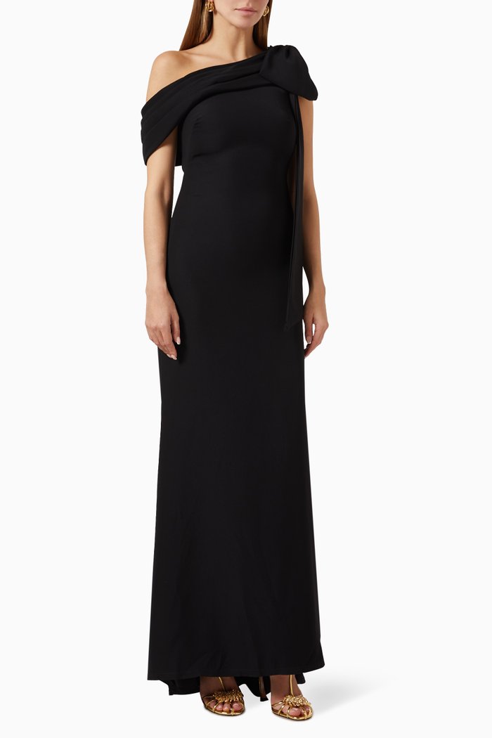

One-shoulder Gown, Black