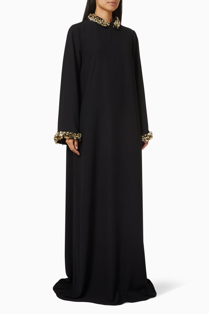 

Rana Embellished Gown in Crêpe, Black