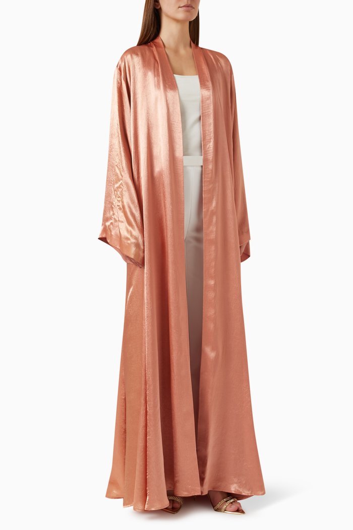 

Wide-sleeved Wrap Abaya in Satin, Orange