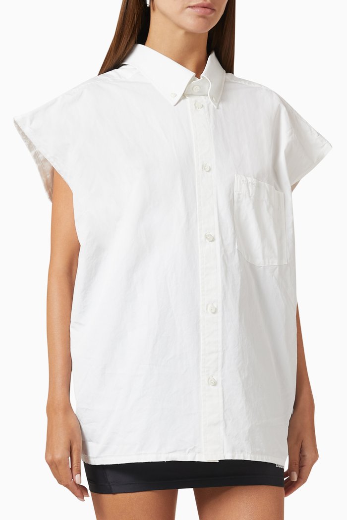 

Raw-cut Swing Top in Cotton, White