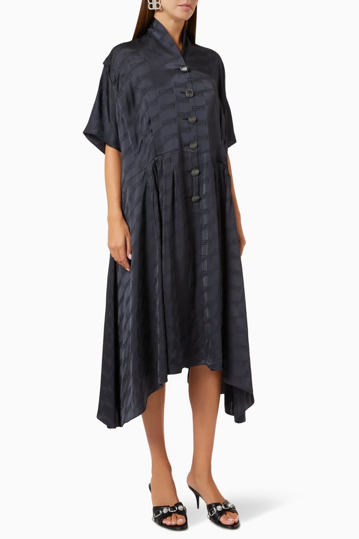 

BB Monogram Oversized Midi Dress in Viscose, Grey