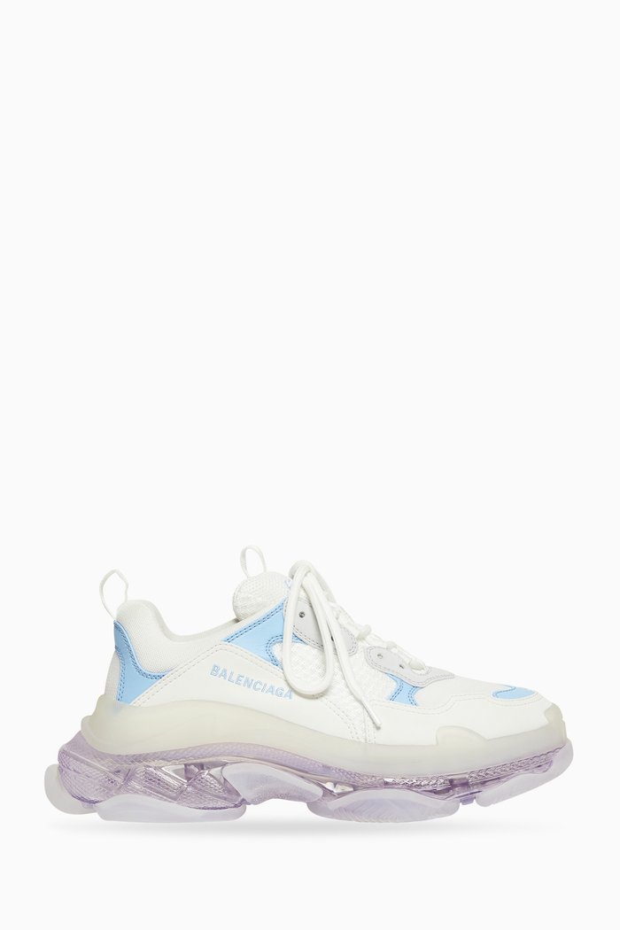 

Triple S Clear Sole Sneakers in Double Foam & Mesh, Blue