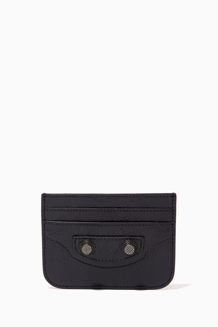 

Le Cagole Card Holder in Grained Calfskin, Black