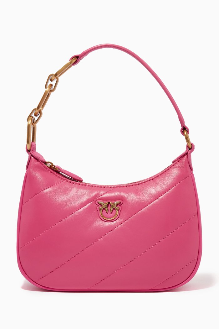 

Mini Half Moon Love Bag in Quilted Nappa, Pink