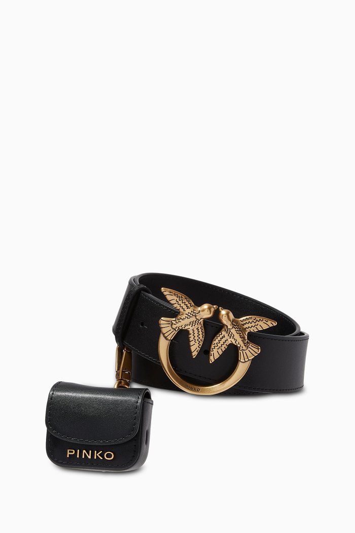 

Love Birds Belt & Coin Purse in Leather, Black