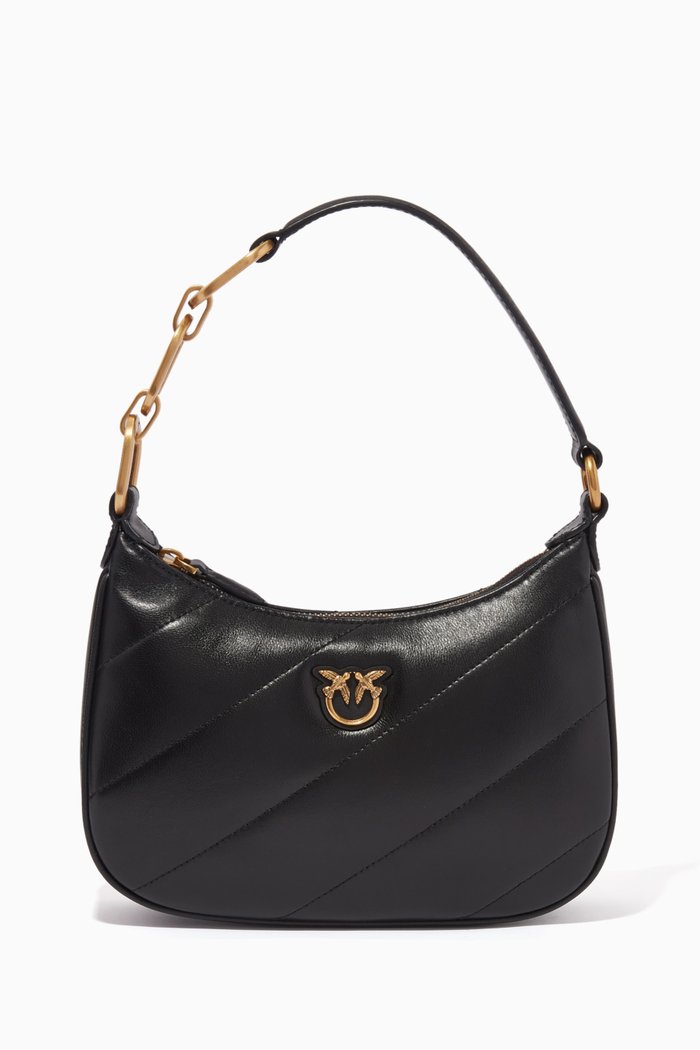

Mini Half Moon Love Bag in Quilted Nappa, Black