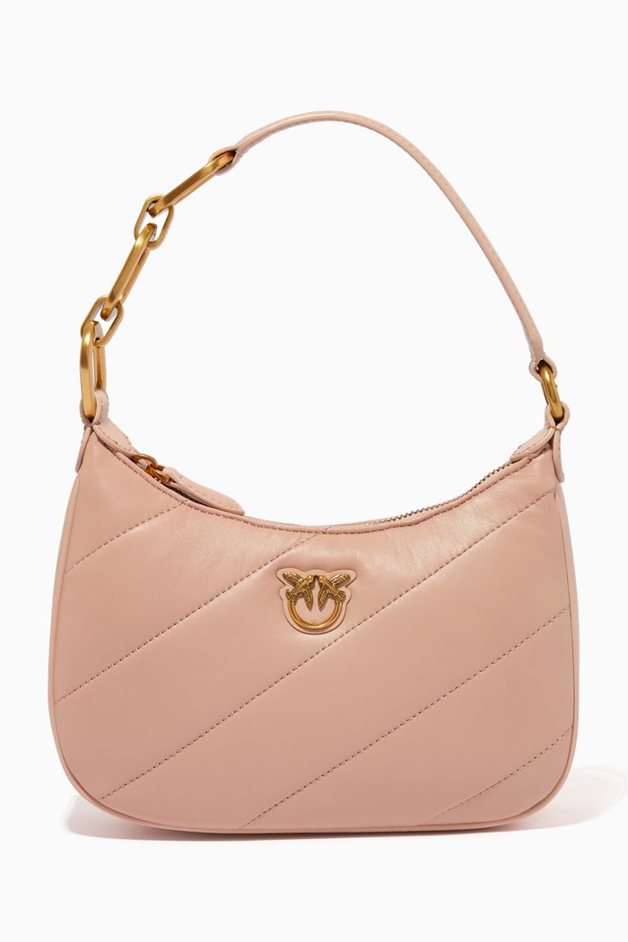 Mini Half Moon Love Bag in Quilted Nappa, Pink