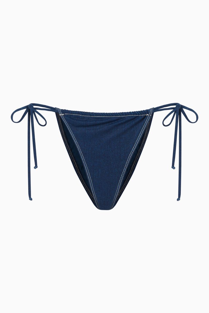 

Tiny Ties Bikini Bottoms in Stretch Nylon, Blue