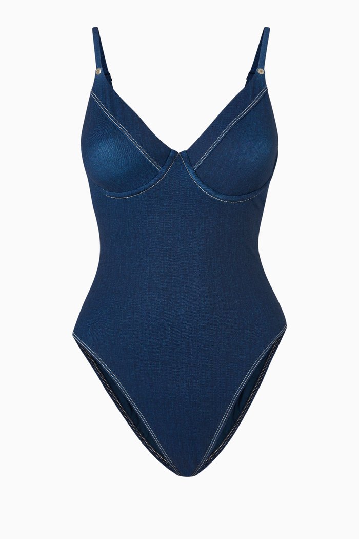 

Show Off One-Piece Swimsuit in Stretch Nylon, Blue