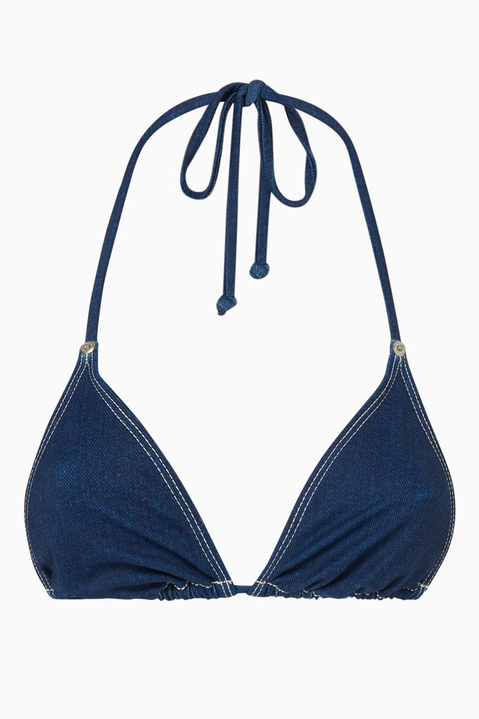 

Tiny Ties Bikini Top in Stretch Nylon, Blue