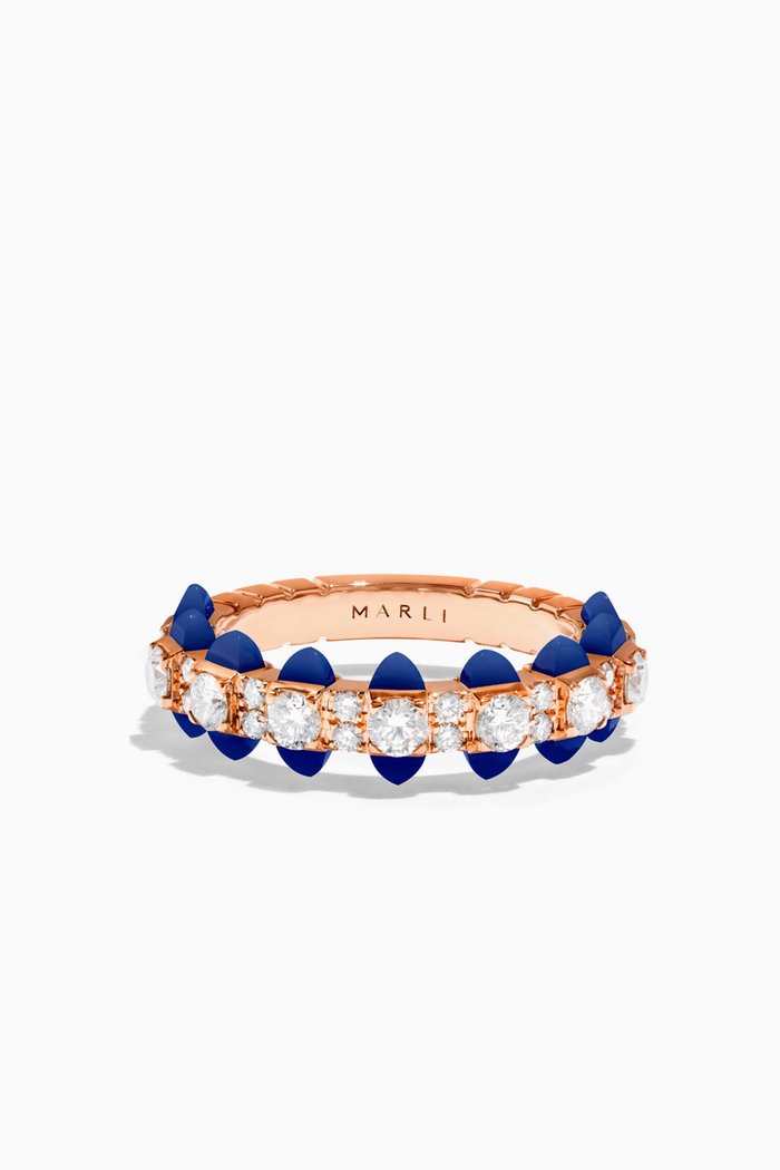 

Tip-Top Diamond & Lapis Lazuli Ring in 18kt Rose Gold